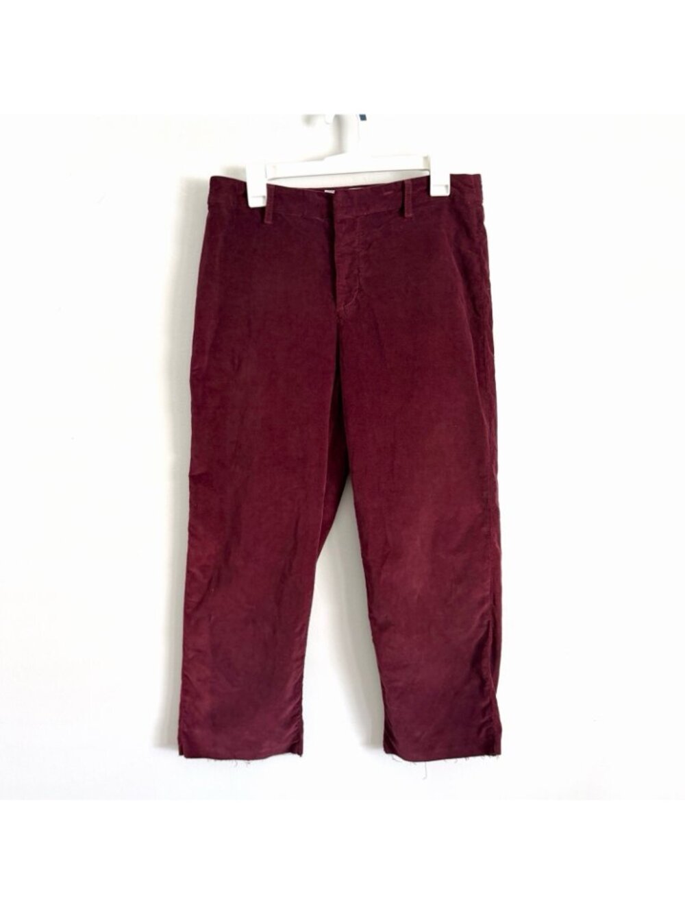 Frank and Eileen Maroon Kinsale Micro Corduroy Pants Raw Hem Women’s Size 12 - Picture 2 of 8